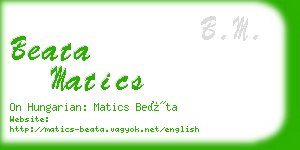 beata matics business card